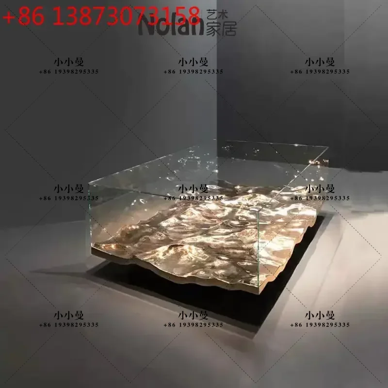 Nordic designer light luxury special-shaped villa model room decoration living room glass tea table