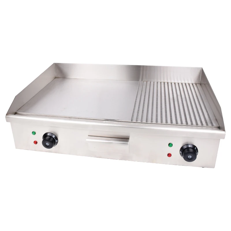 Manufacture Restaurant Kitchen 700 Series Built Electric Griddle With 2/3 Flat And 1/3 Outdoor Barbecue Grill Machine