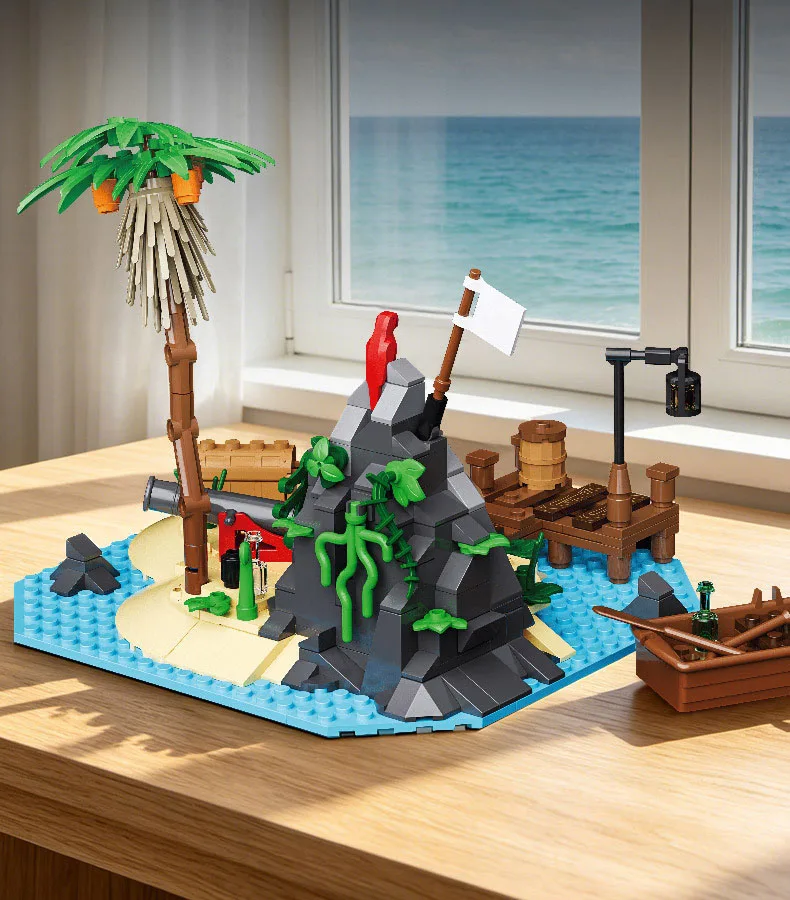 Idea Movie Game Offshore Isolierte Insel Wachturm Baustein-Modellsets Felsenriff-Bausteine Spielzeug für Geschenke – Detail 7