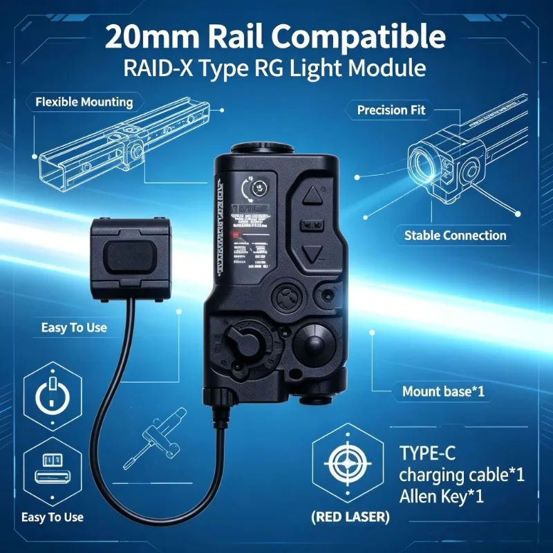ModKitForHobbyBlasterBuild RAID‑X RG Multi‑Purpose Lamp 20mm Rail Hobby Blaster Mod Parts
