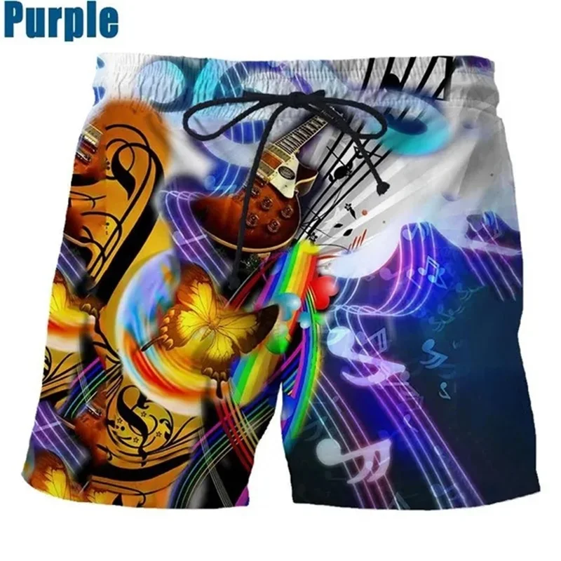 

Music Note Pattern Swimming Shorts Men Fashion 3D Printing Casual Funny Gym Shorts Hip Hop Seaside Vacation Board Trunks