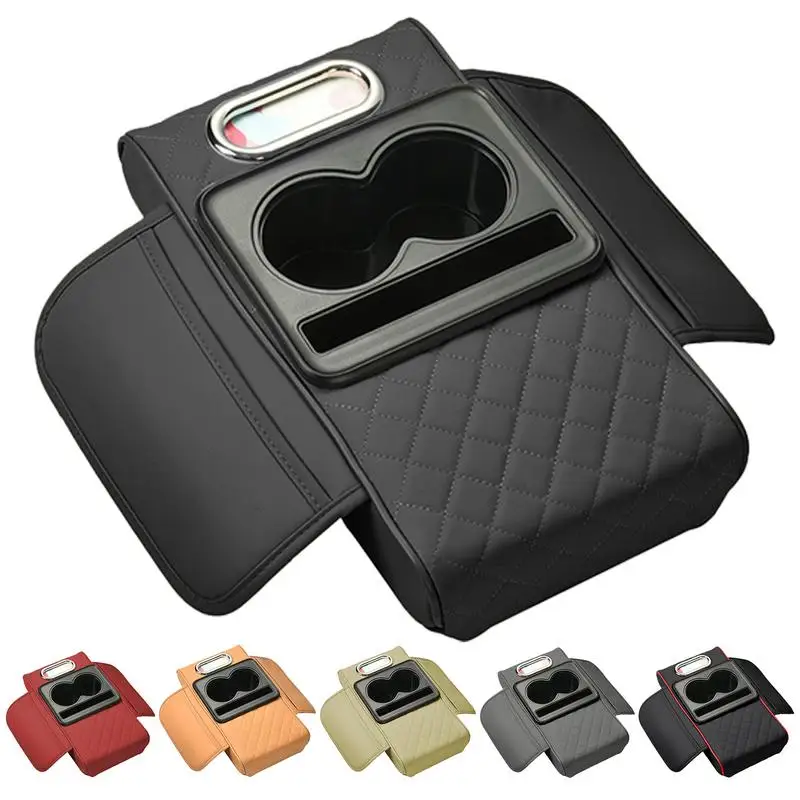 

Center Console Armrest Waterproof Center Console Protective Cover with Cup and Phone Holder Multifunctional Car Armrest