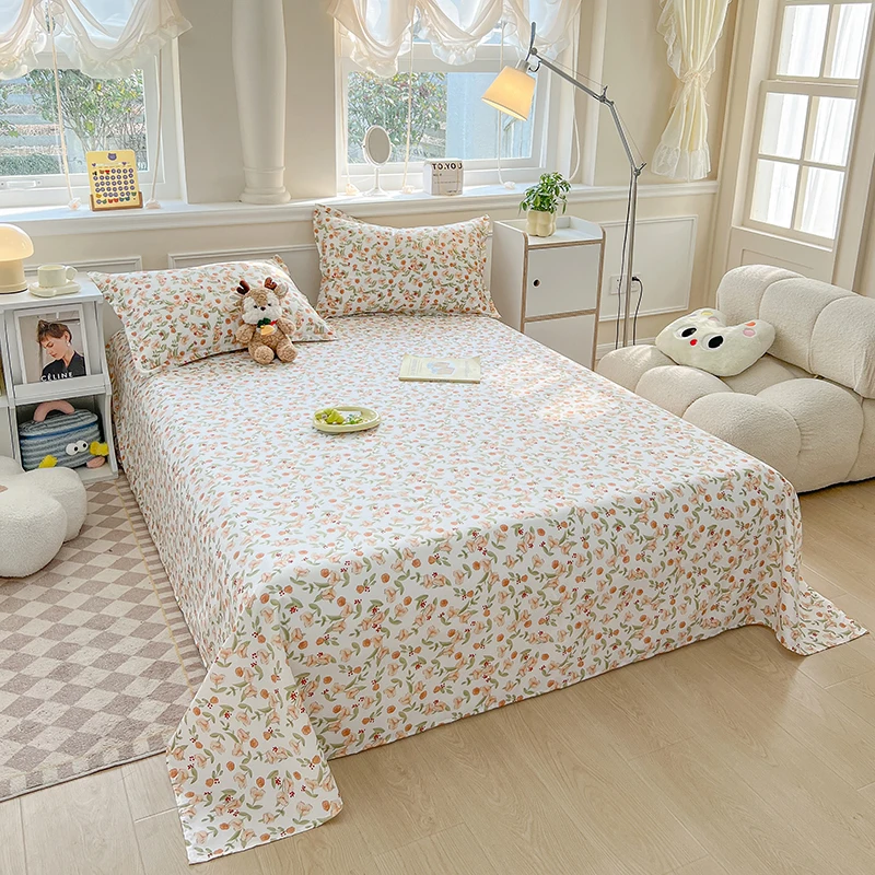 1 printed sheet floral Nordic style Single Double bedding Single Student dormitory bedding (pillowcase not included)