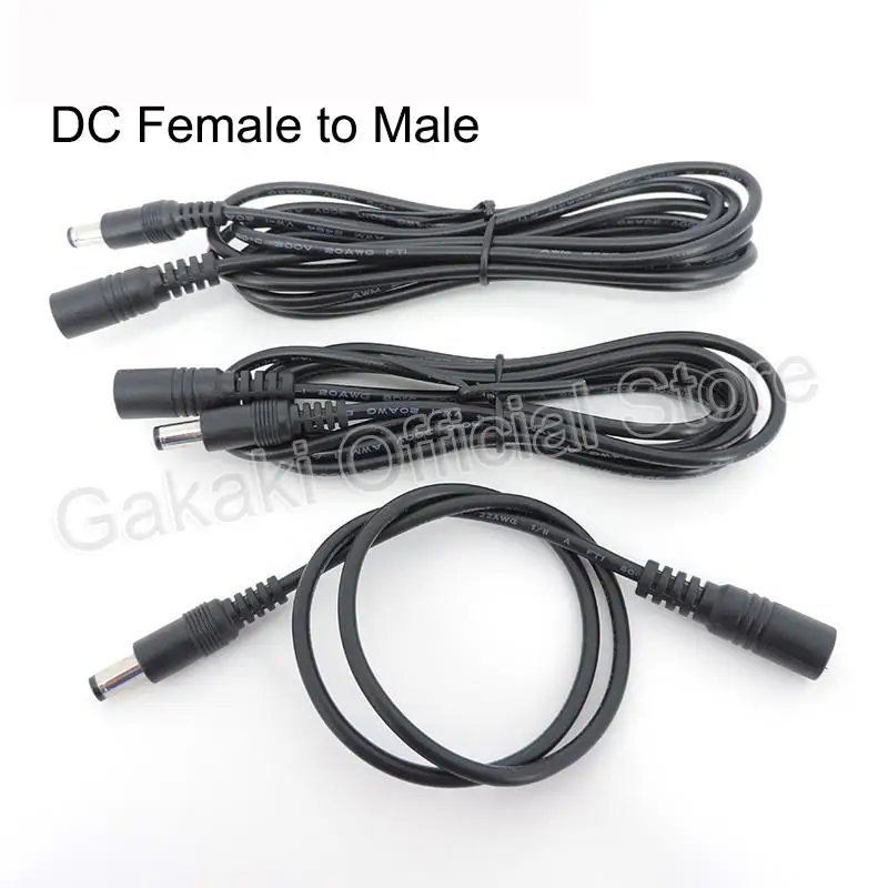 Adaptador de Cable de extensión de alimentación de CC CCTV, enchufe hembra a macho, cables de alimentación de 12V, 5,5mm x 2,1mm para Cable de extensión de alimentación de cámara