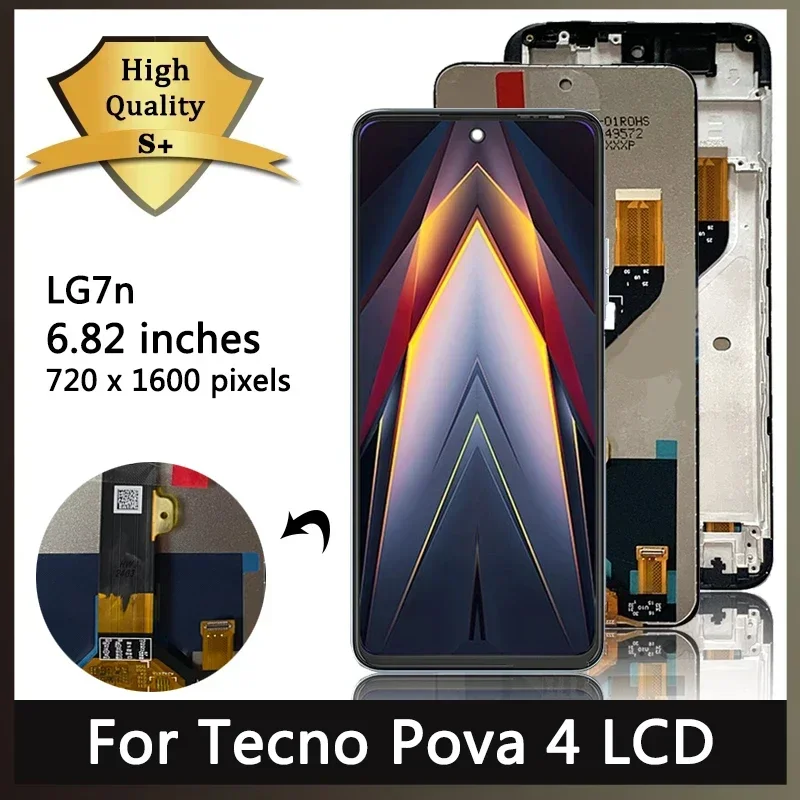 6.82“AAA+ Quality For Tecno Pova 4 LCD Display Touch Screen Digitizer Assembly For Tecno Pova4 LG7n Display Replacement