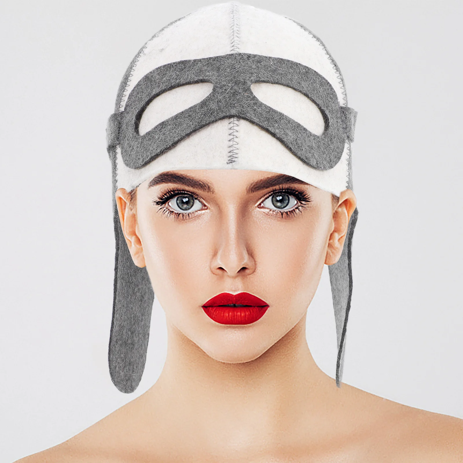 

Pilot Style Felt Sauna Hat Unique Breathable Sweat Absorbing Hair Protection Cap For Steam Room Spa Bath Sauna Accessories
