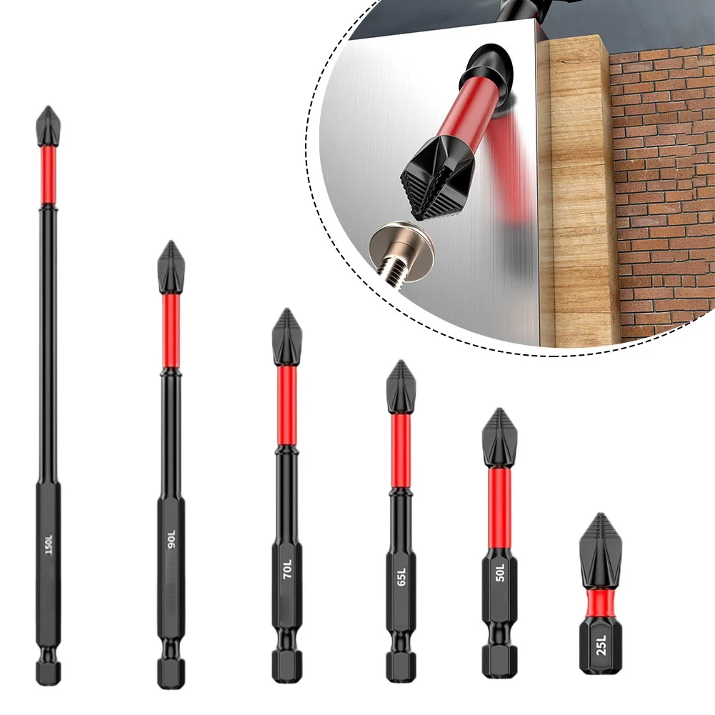 2/6pcs 25-150mm Non-Slip Screwdriver Bits PH2 Magnetic Batch Cross Screw Electric Tips Head Cross Screwdriver Drill Bit Tool Set