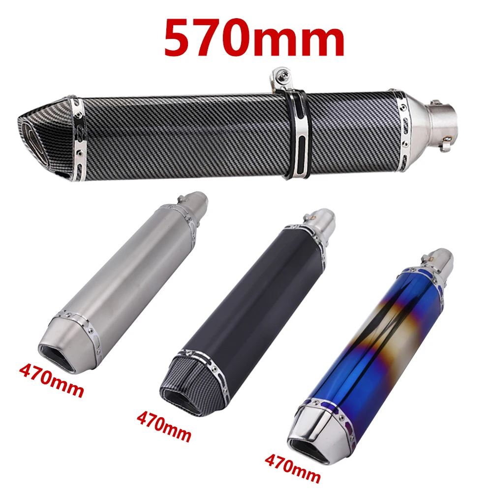 Leistungsstarker 570mm 470mm Motorrad-Auspuff-Schalldämpfer für Kawasaki NINJA 650 TMAX 500 TMAX 530 SUZUKI GW250 ATV Dirt Pit Bike