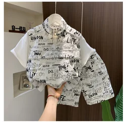 Boys Summer Clothing Set 2024 New Korean Edition Children's Wear Boys and Babies Short sleeved T-shirt and Shorts Set