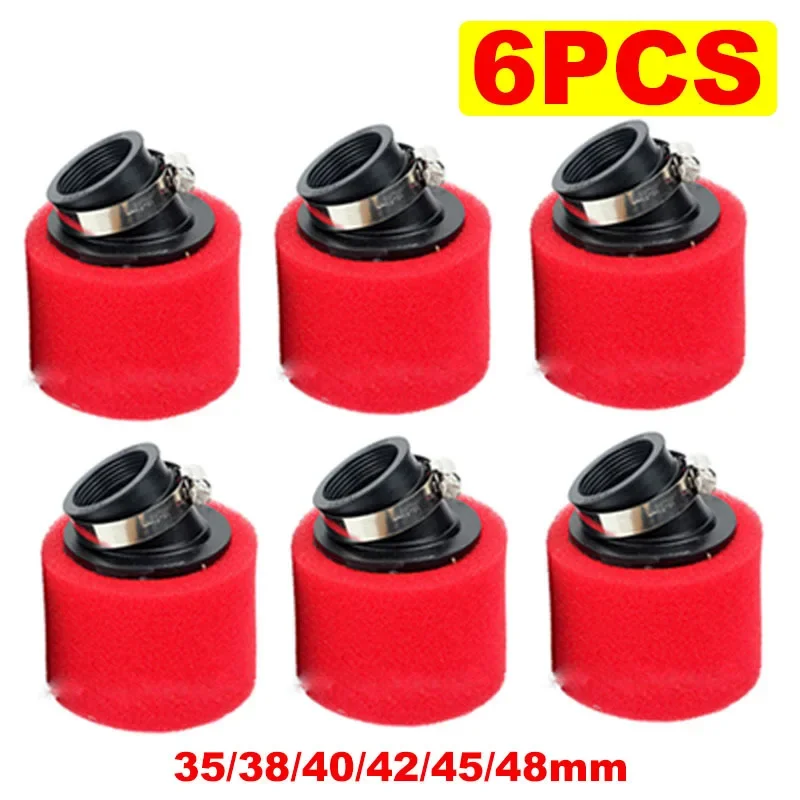 

35/38-40/42/45/48 мм 6 шт. пенопластовый воздушный фильтр с изогнутой головкой, губка для очистки, зажим для мопеда, скутера 110/125/150/250 куб.см, грязевой питбайк