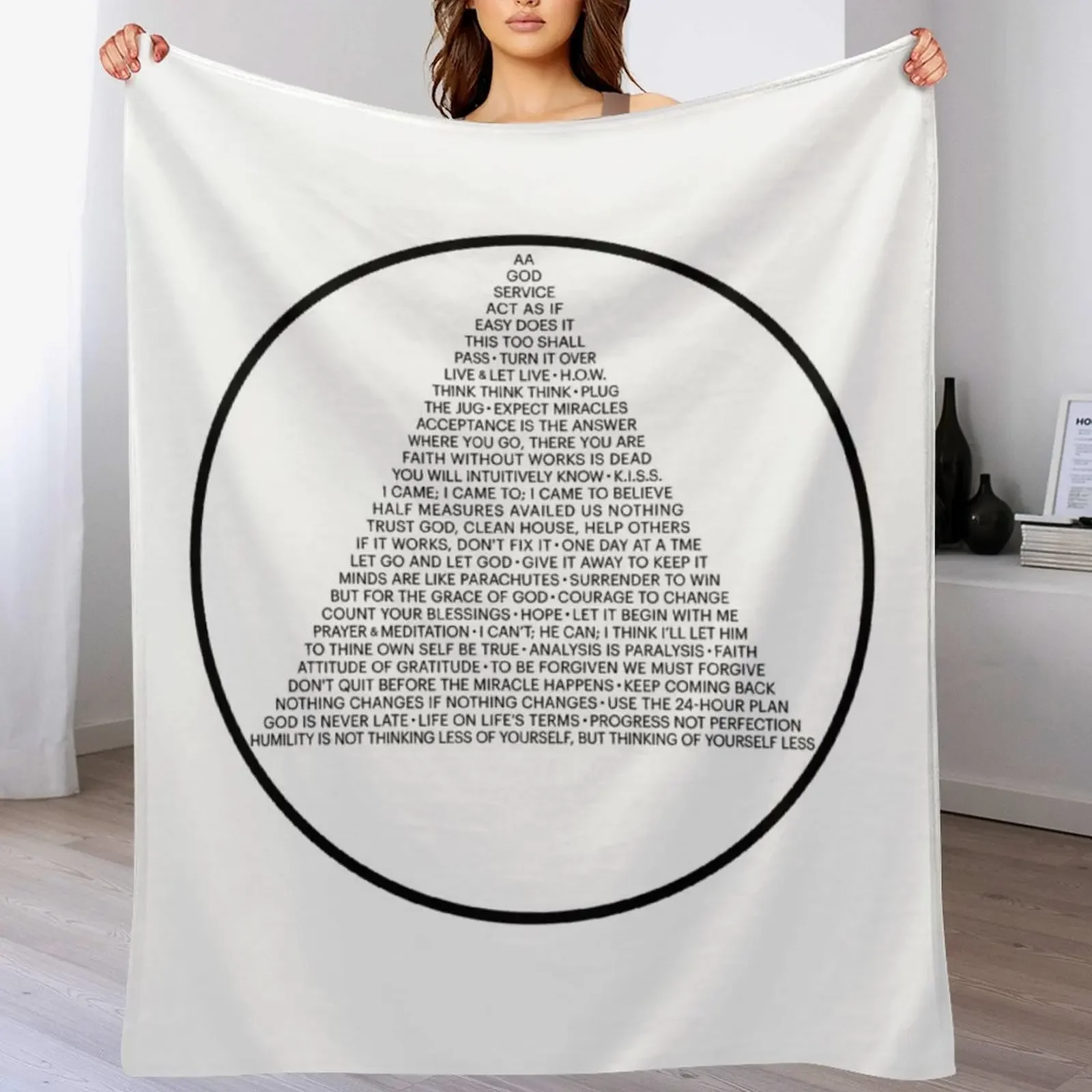 

Alcoholics Anonymous Symbol in Slogans (A.A.) Throw Blanket valentine gift ideas Moving Bed Blankets