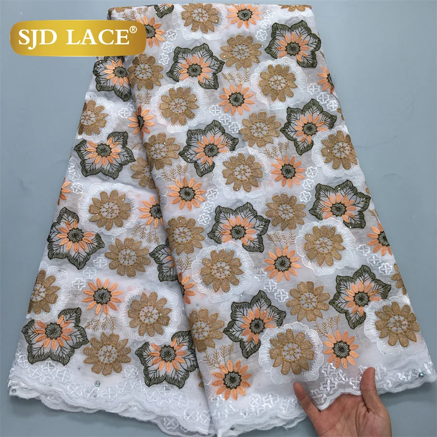 

SJD LACE African Lace Fabric 2024 High Quality Nigerian African Embroidery Swiss Cotton Lace For Sewing Women Dress Material4095