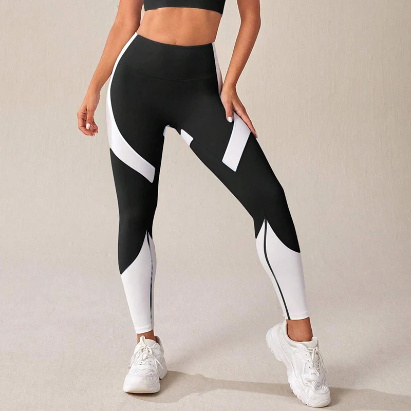 Colorblocked High Waist Yoga Pants Leggings for Women Tummy Control Workout Leggings for Women image 2