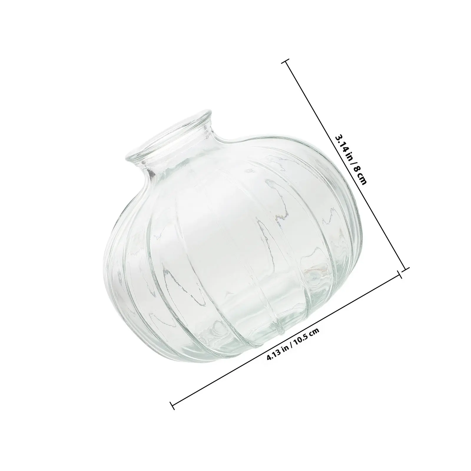 Transparent Retro Glass Pumpkin Vase Crystal Clear Flower Vase Wide Mouth Vintage Design for Wedding Centerpiece Dining Table