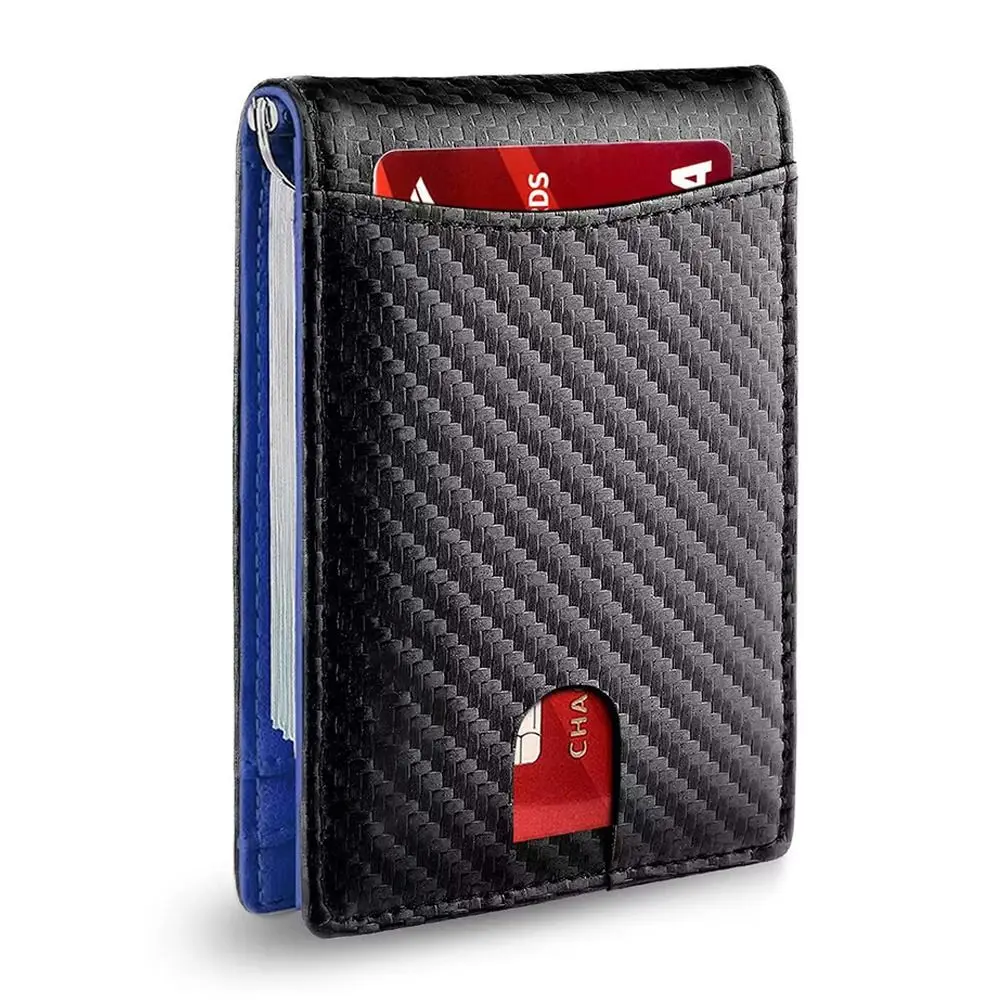 Dompet Kulit Pria Tipis Anti-RFID dengan Penjepit Uang, Tempat Kartu Kredit & ID, Saku Depan, Anti-scan, Dompet Kecil Tipis untuk Wanita & Pria