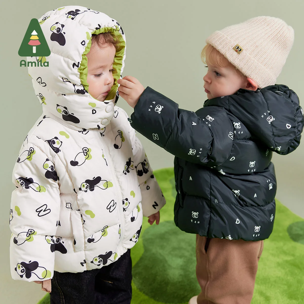 Amila Baby Boy Down Jacket 2024 Winter New Multicolour Slight waterproofing antifouling Oil proof Hooded   Baby Clothing