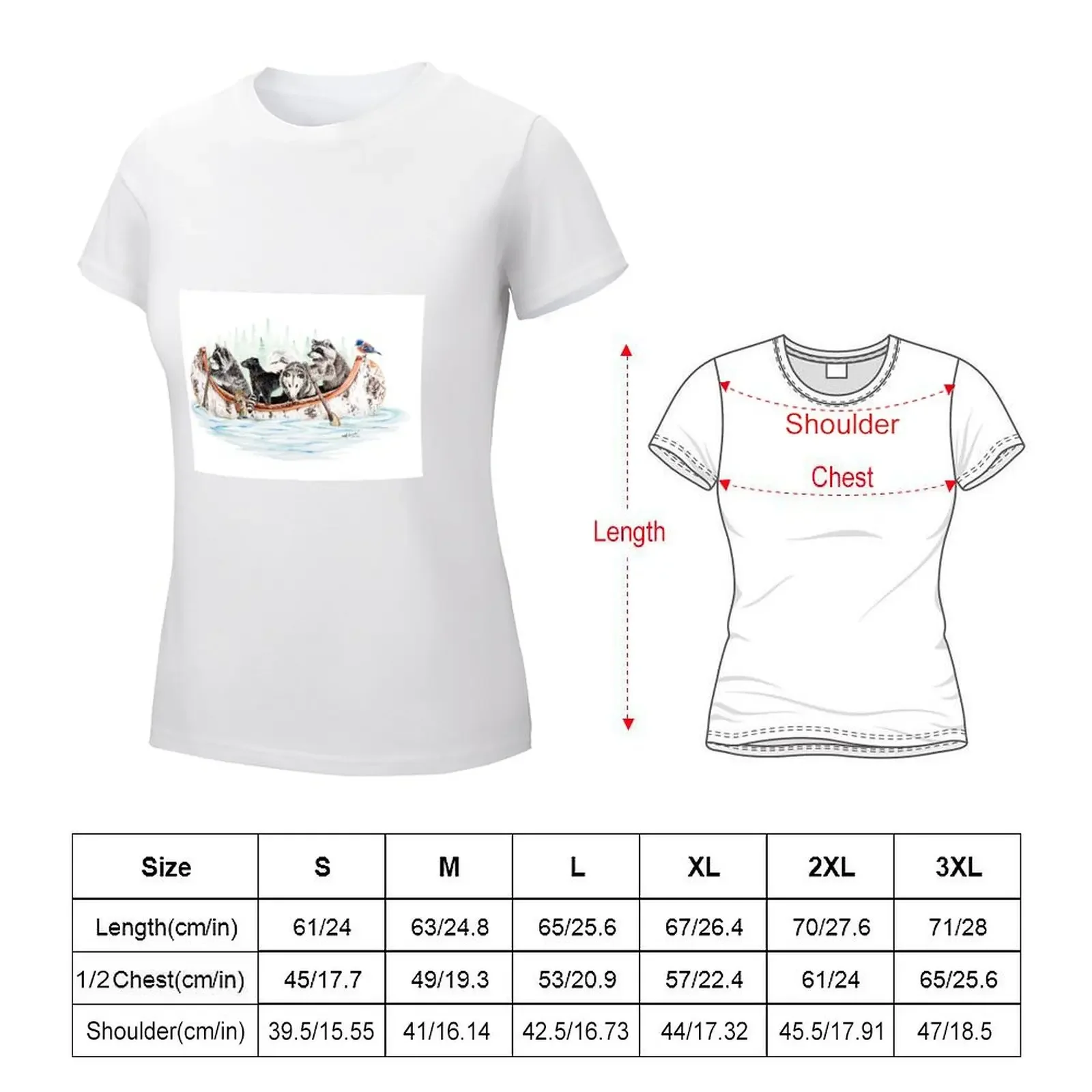 Critter Canoe - forest animals T-shirt female Short sleeve tee vintage clothes Women's summer blouses 2024