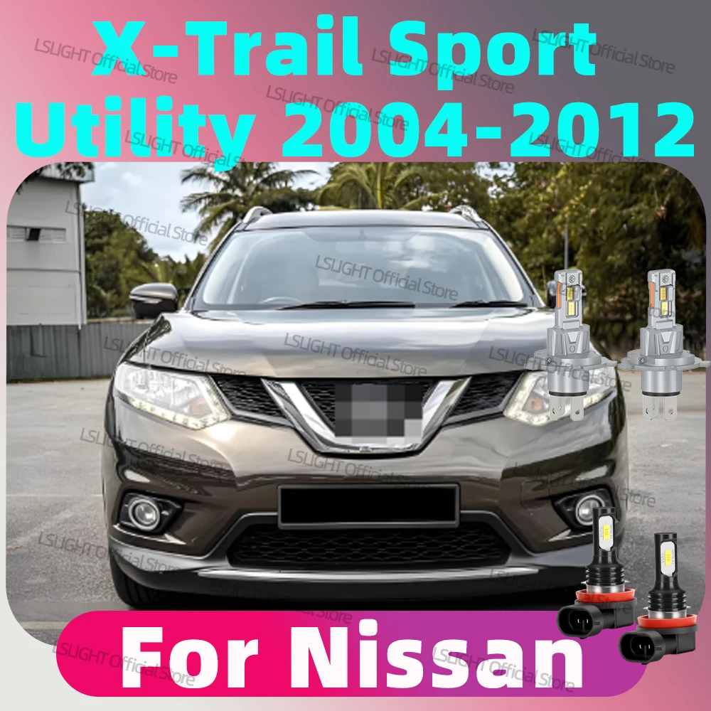 2/4Pcs Wireless Hi/Lo Beam Headlights 6000K 12V Fog Lamps 3570 CSP Bulbs For Nissan X-Trail Sport Utility 2004-2012