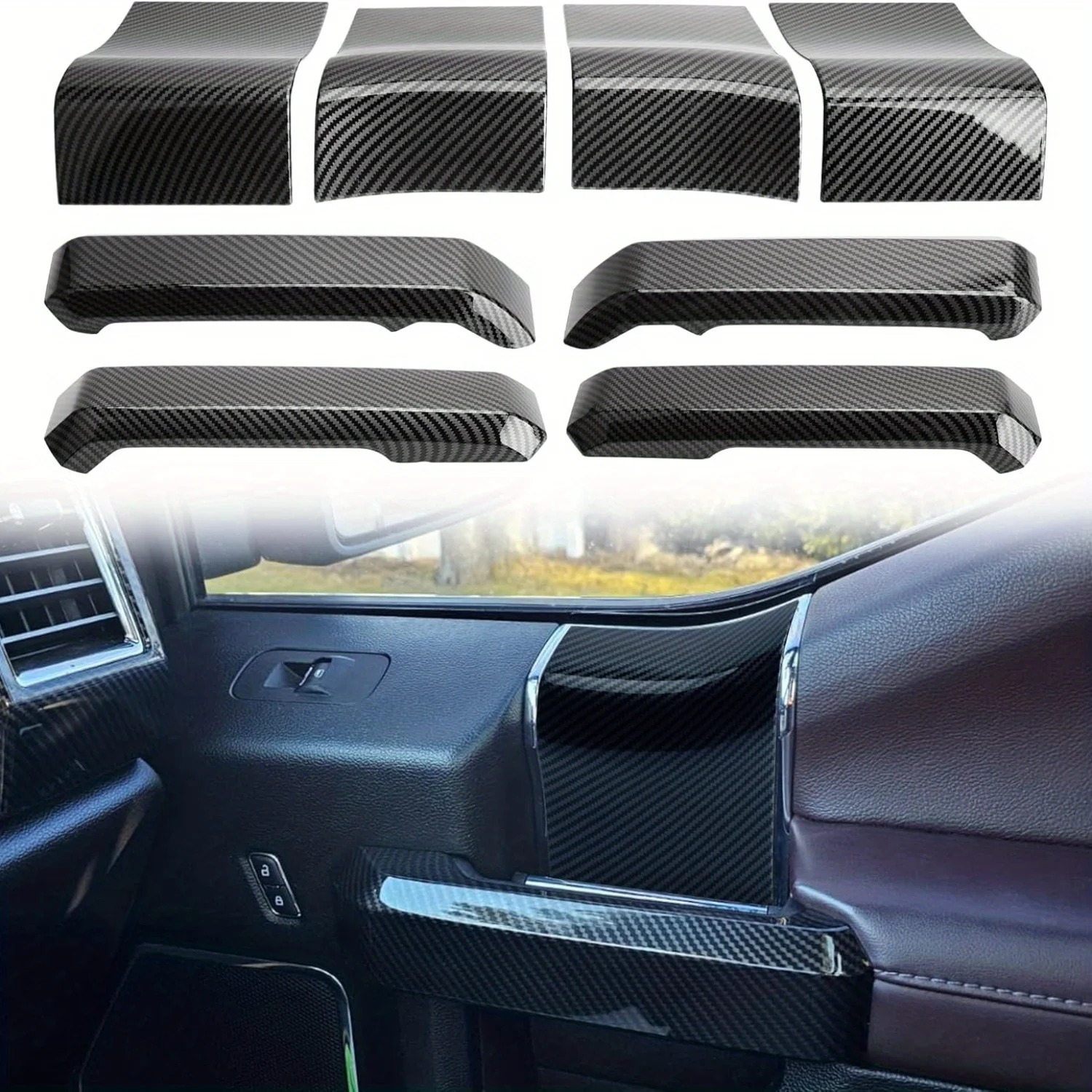 

Carbon Fiber Pattern Inner Door Handle Cover Trim for Ford F150 2015-2020