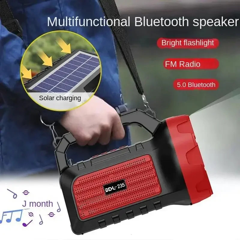 Outdoor Portable Wireless Caixa De Som Bluetooth Speaker Audio TF Card Insertion LED Light Flashlight Handheld Solar Charging