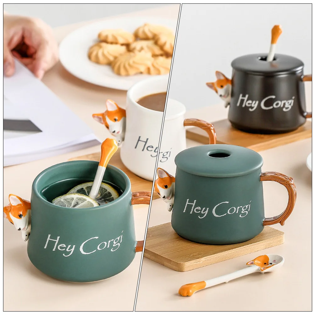 

1Pcs Creative Corgi Mug Ceramic Coffee Cup Green Three-Dimensional Head Portrait Practical Multipurpose Household