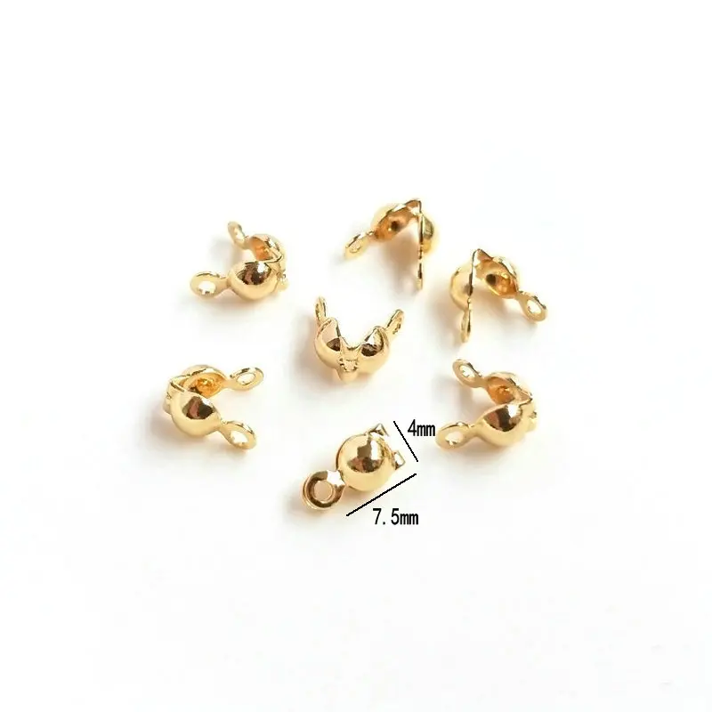 Fermoirs en laiton JOCover pour documents, boule en or JO14 K, perles, bijoux, fournitures de bricolage, résultats, 3mm, 4mm, 50 pièces