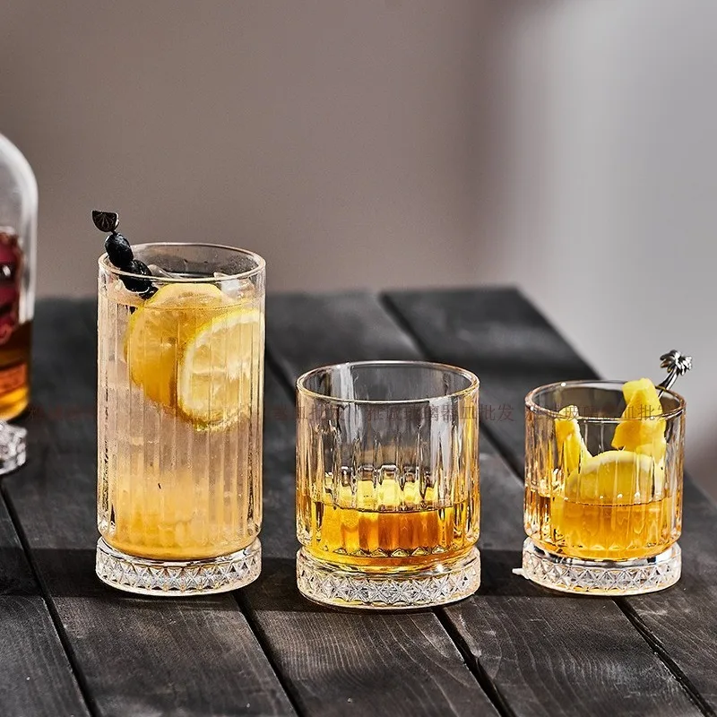 1pcs Wine Glass Ice Stripe Glasses Baijiu Cups Set Household Wine Dispenser Cups Foreign Wine Mug Whisky Beer Glass Shot Glass