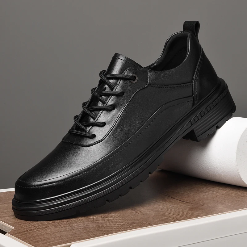 

Thick Bottom Men's oxfords Shoes Outdoor Tendon Outsole Genuine Leather Work Shoes lace up Casual work Shoes men footwear