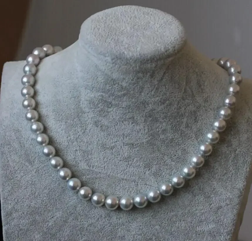 

Fashion jewelry 10-11MM GENUINE NATURAL SOUTH SEA SILVER GRAY PEARL NECKLACE 14k/20