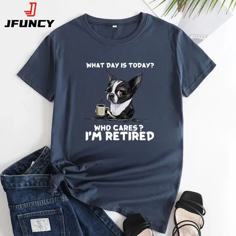 

JFUNCY Women's Short Sleeve Tshirt 2024 New Oversizeds T-shirts Funny Dogs Graphic Tee Shirts Woman Tops Fashion Female Clothes