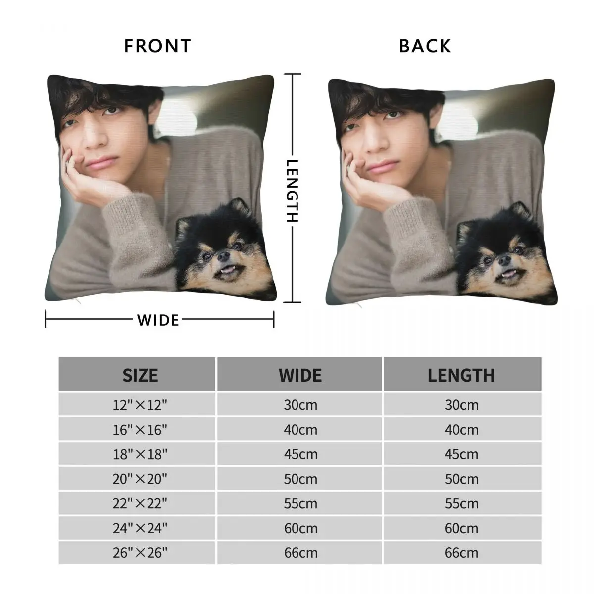 Taehyung And Yeontan Pillowcase Polyester Linen Velvet Pattern Zip Decorative Throw Pillow Case Bed Cushion Cover