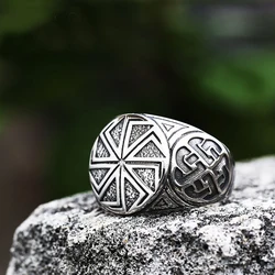 Fashion Vintage Viking Compass Ring For Men Stainless Steel Nordic Celtic Knot Ring Unique Amulet Jewelry Gift Dropshipping