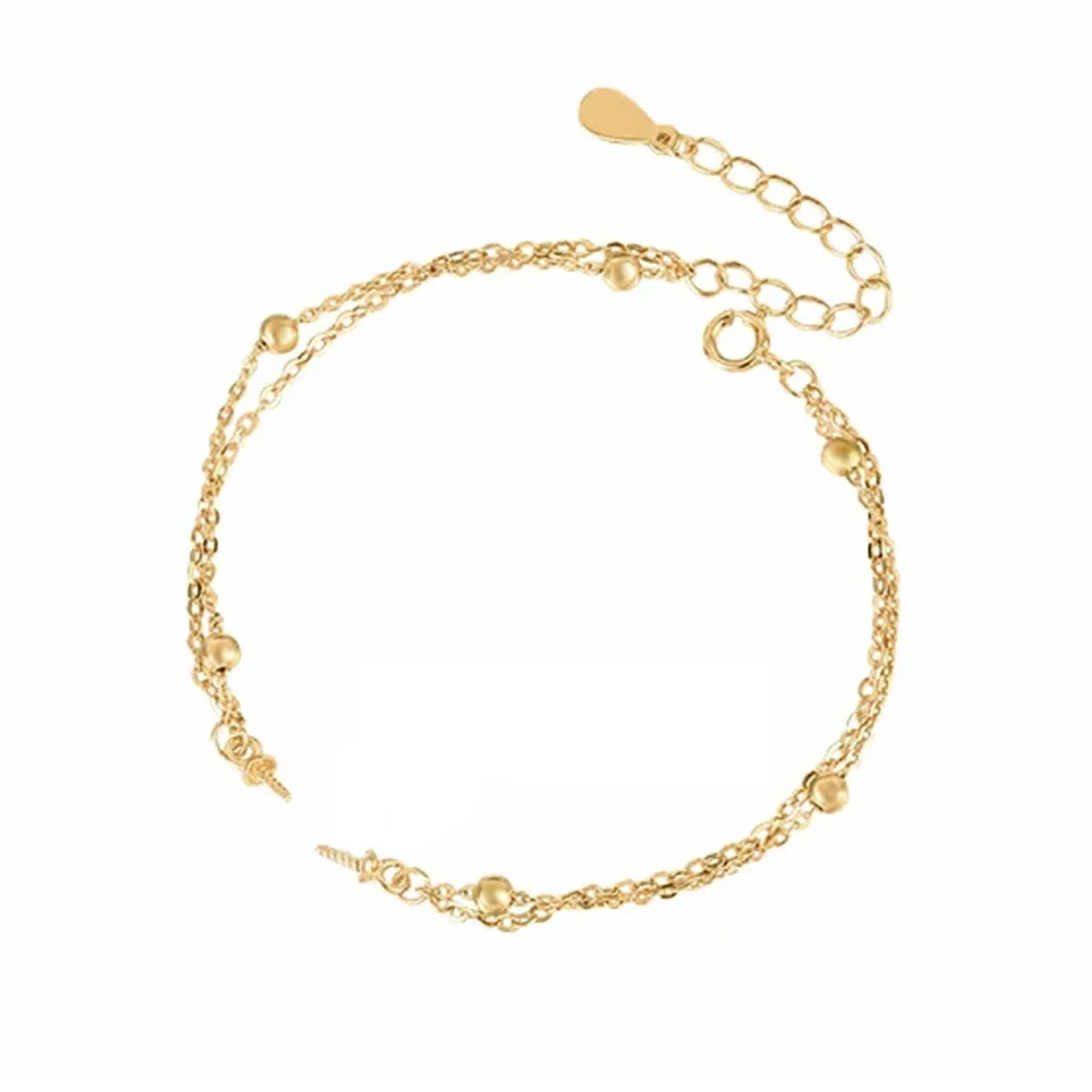 925 Sterling Silver Minimalist Blank Bracelets Connection Fit For Round Drill Beads DIY Bracelet Charm Jewelry Making Accessory