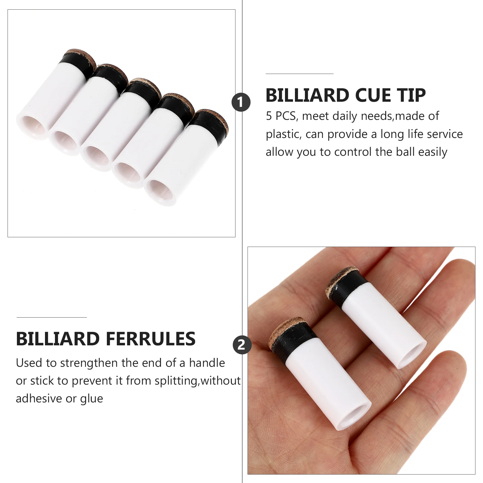 

5 Pcs Billiards Cue Tips Durable Plastic Replacement Tools Screw on Design Party Fun Enhances Relations