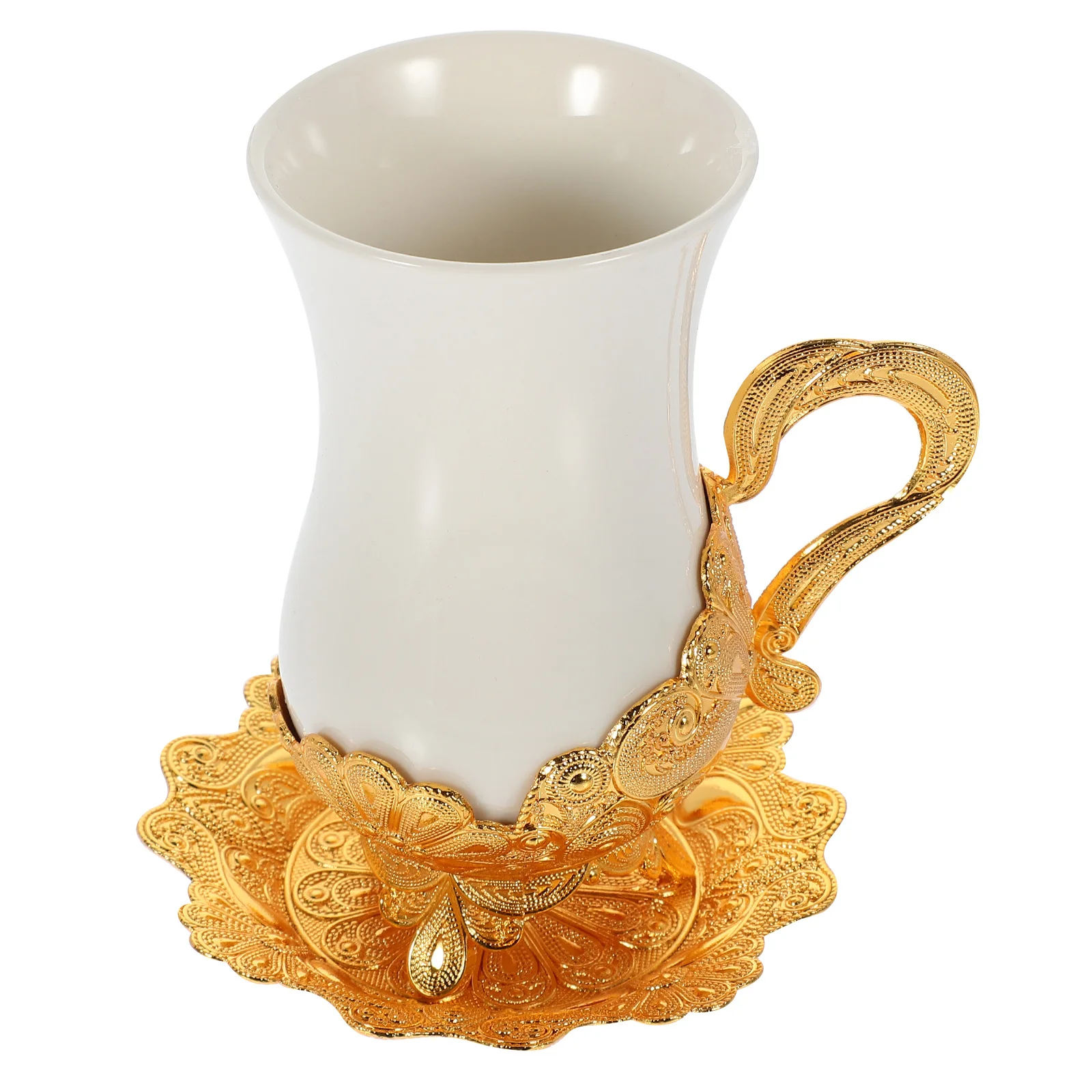 

1Set Turkish Coffee Cup Saucer Ceramic Mug Safe Material Lace Design Indoor Outdoor Use Tea Cup Ceramic Mug