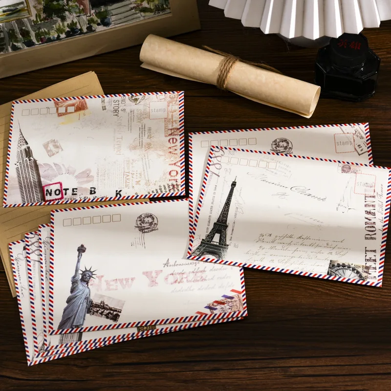 8Pcs Vintage Envelope And Letter Paper Set Romantic Retro Stationery Kit For Love Letter Confession Greeting