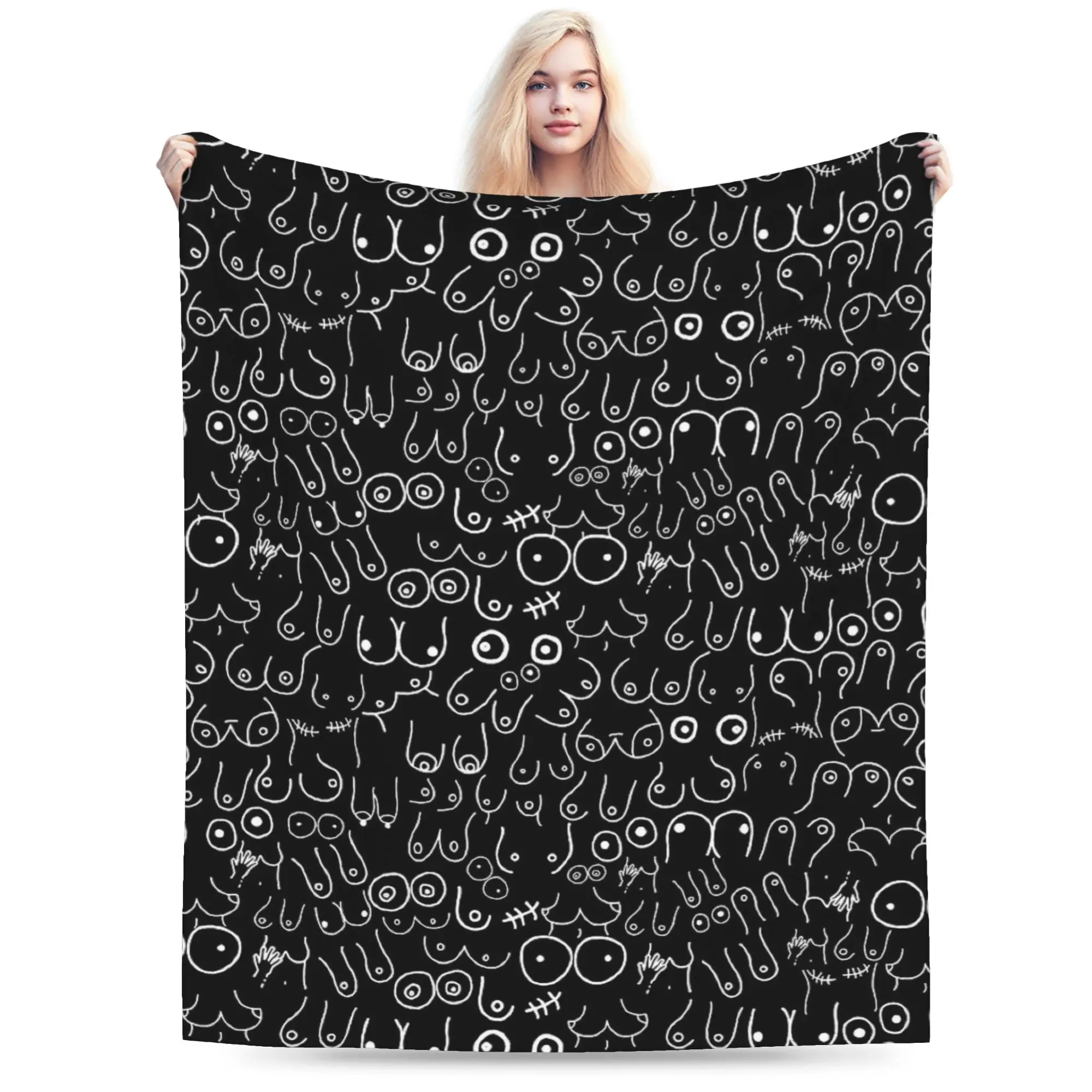 

BOOB Black And White Art Blankets Quality Soft Warm Bedding Throws Winter Child Couch Chair Funny Bedspread