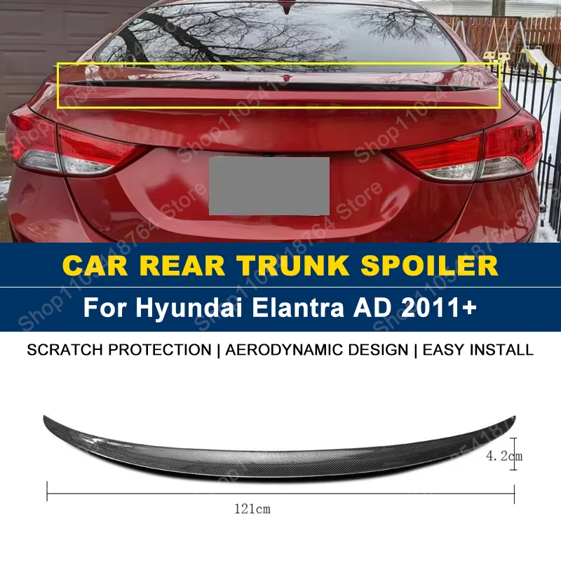 For Hyundai Accessories Elantra AD 2011+ Car Rear Roof Trunk Spoiler Wing Boot Lip Glossy Black Soft Plastic