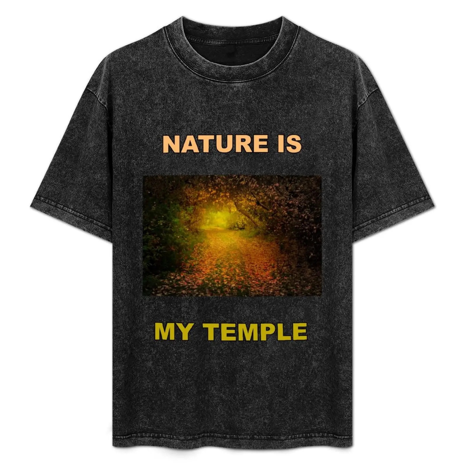 Camiseta Nature Is My Temple para hombre, ropa estética, moda kawaii, camino de otoño