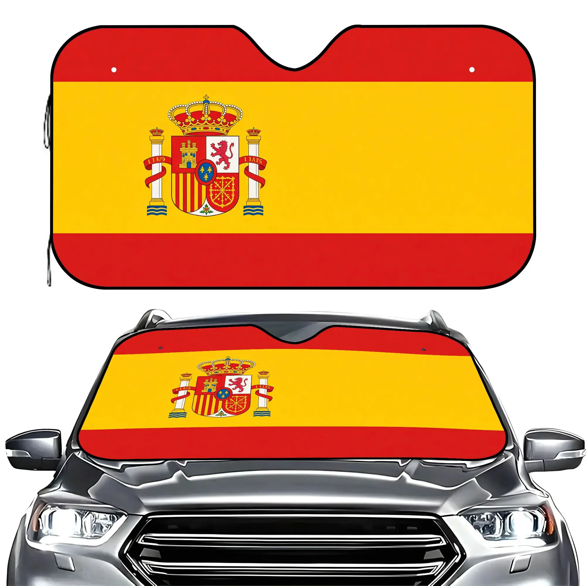 Spain Flag Car Windshield Sun Shade Heat Reflector UV Protector Portable Foldable Auto Front Window Sunshade Cover