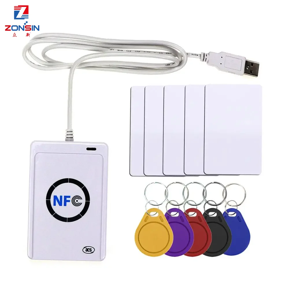 

NFC Reader USB ACR122U Contactless Smart IC Card And Writer Rfid Copier Copier Duplicator 5pcs UID Changeable Tag Card Key Fob