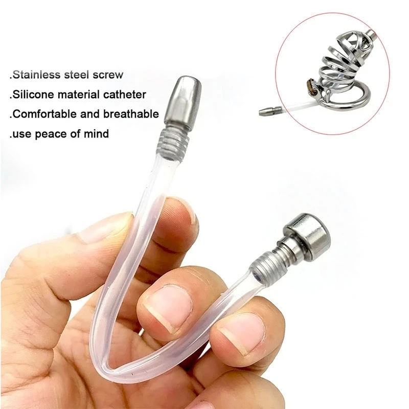 Chastity Cock Accessories Silicone Urinary Catheter Chastity Metal Plug Insert Penis Urethral Orifice Male Masturbator Adult Toy