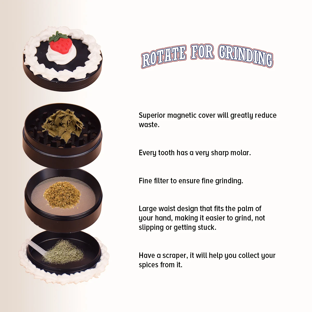 1 Set, Spice Grinder, Simulation Cake Series Spice Grinder, Creative Spice Grinder. Kitchen metal grinder, 2.75 inches/7cm