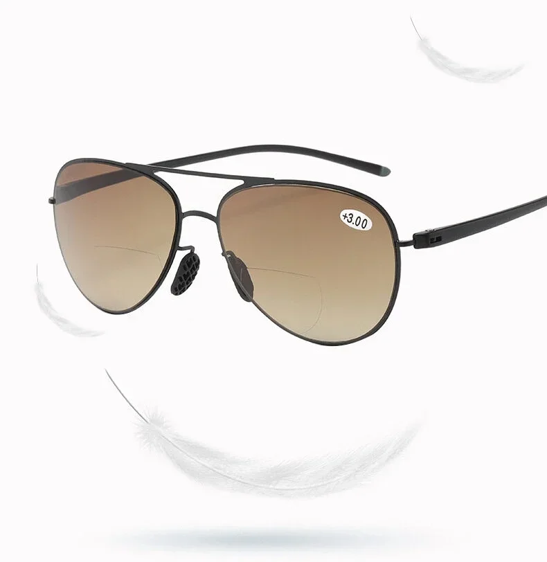 Bifokale Lesebrille Männer Mode Doppel Brücke Sonnenbrille Männlich Aussehen Weit und Nah Anti Glare Hyperopie Brillen +1,0 Bis +4,0 – Detail 7