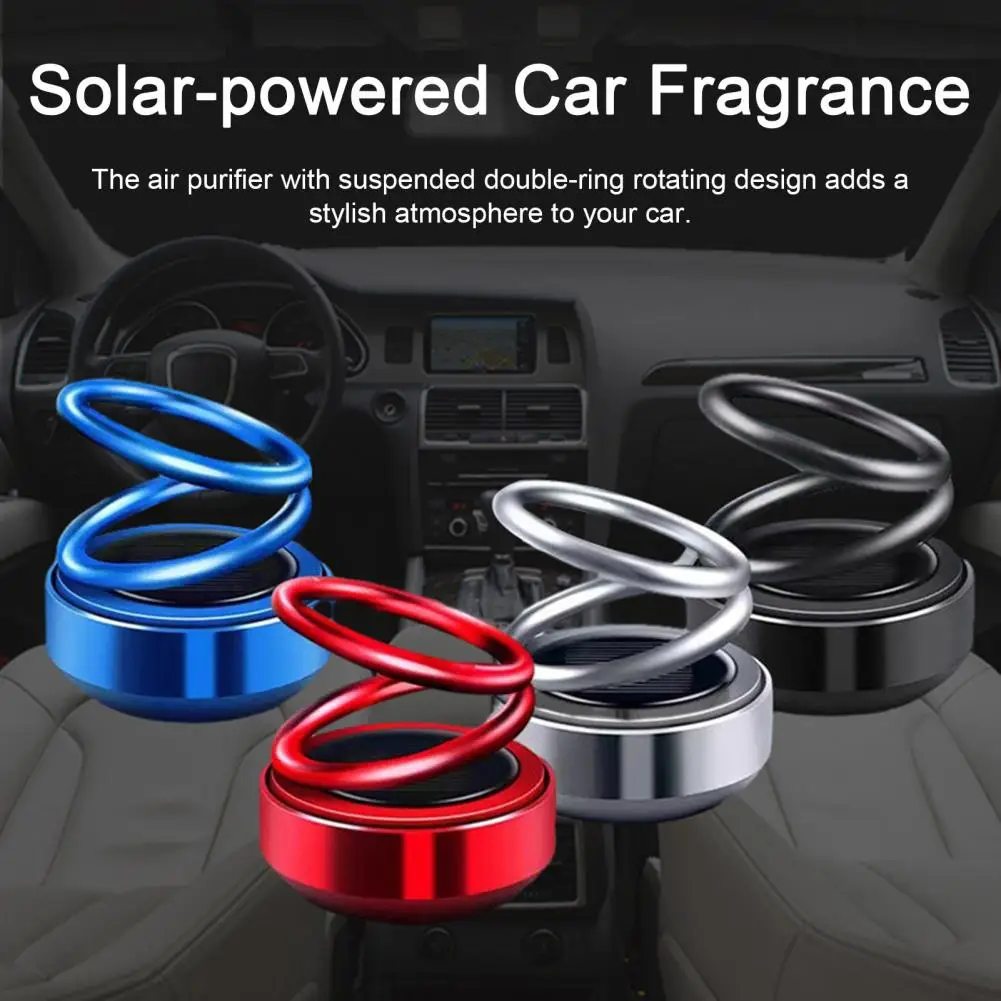 Car Air Freshener Solar Aromatherapy Kinetic Mini Heater Double Rings Rotating Fragrance Auto Perfume Diffuser Car Accessories