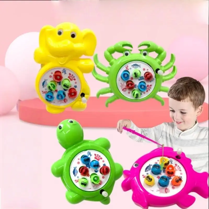 1 Set Children's Chain Up Clockwork Fishing Toy Kit Magnetic Fishing Rod Kids Baby Fishing Educational Puzzle Toys Birthday Gift