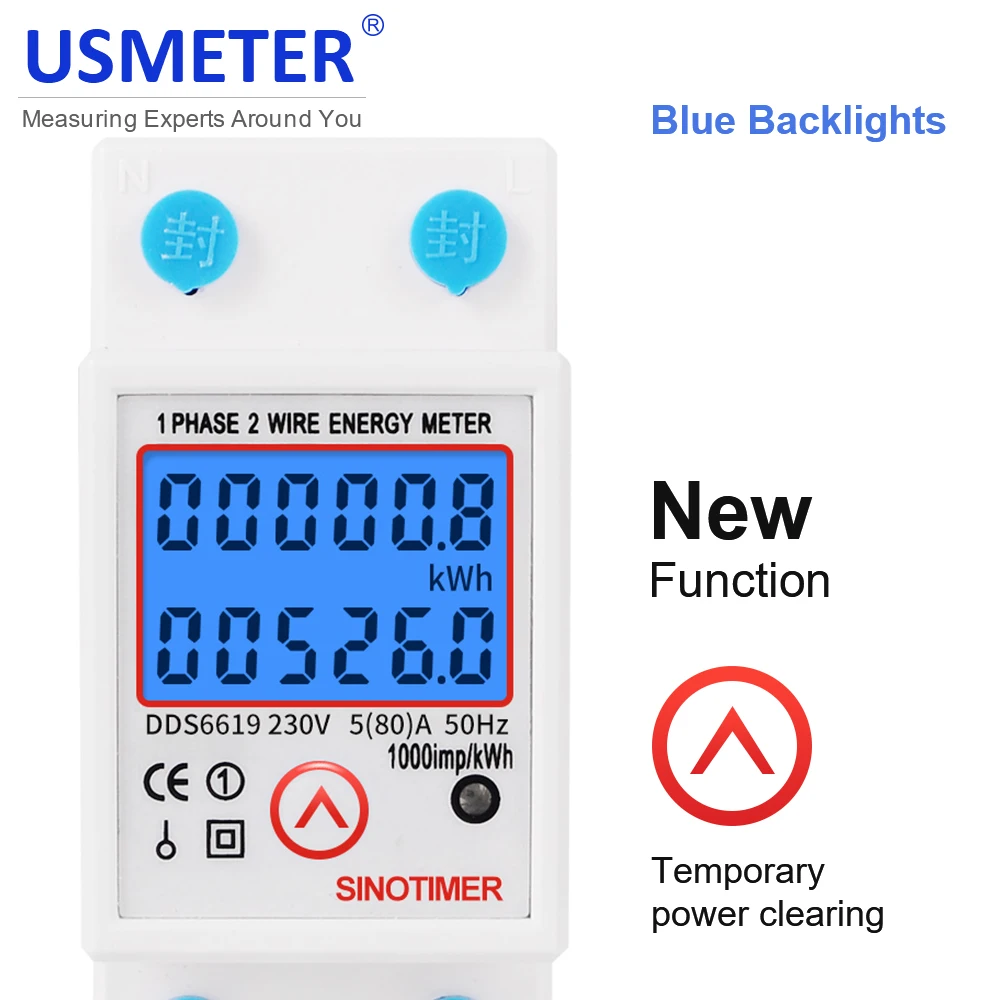 DDS6619 with Backlight DIN Rail kwh Meter Energy Saving Wattmeter Electric Power Consumption Meter Multifunctional Electricity