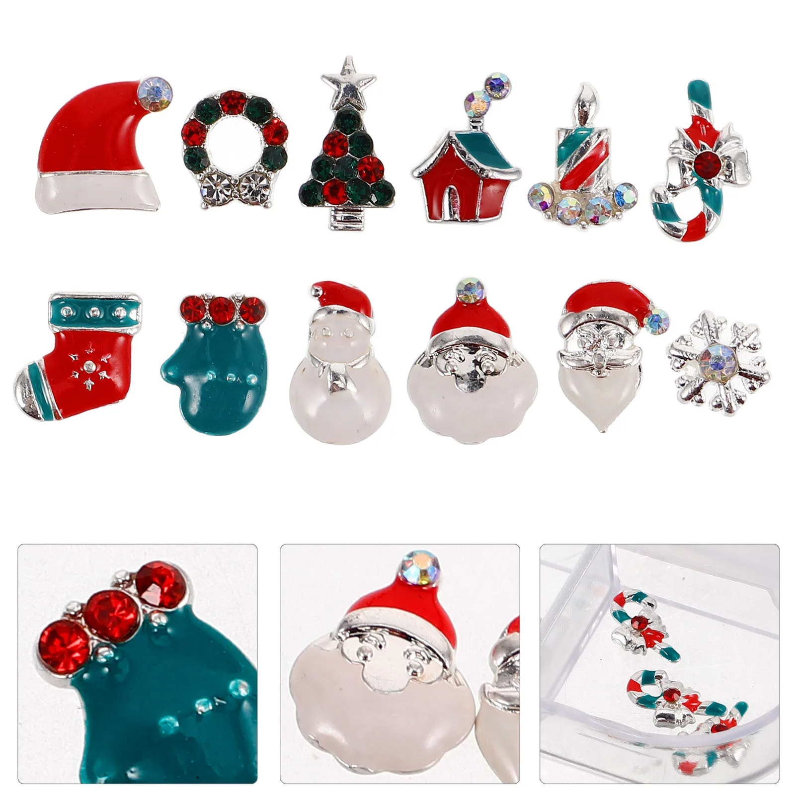 

Christmas Nail Charms Set Santa Trees Snowflakes Socks 3D Alloy Design Versatile Festive Manicure Decor Nail Charms