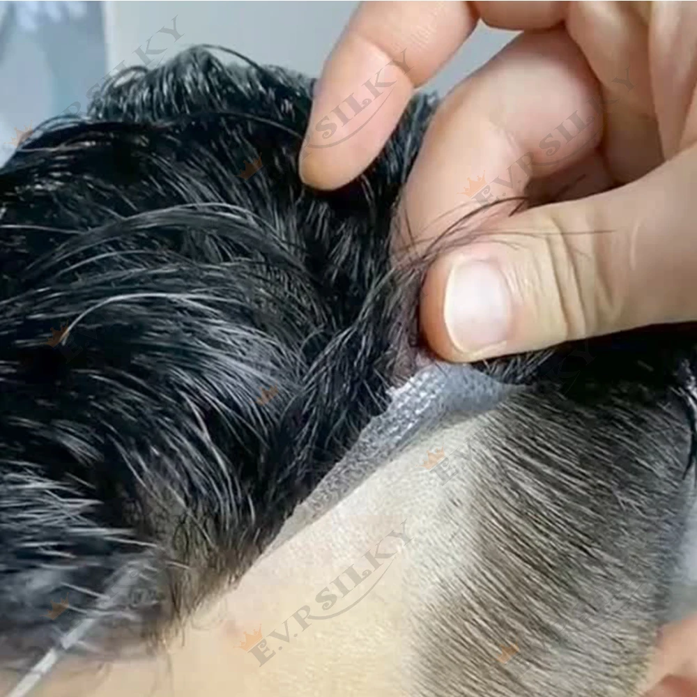 

Vlooped 0.06mm Micro Skin PU Toupee for Men 100% Human Hair Super Durable Natural Hairline 1b65 1b80 Grey Brown Ombre Blonde Wig