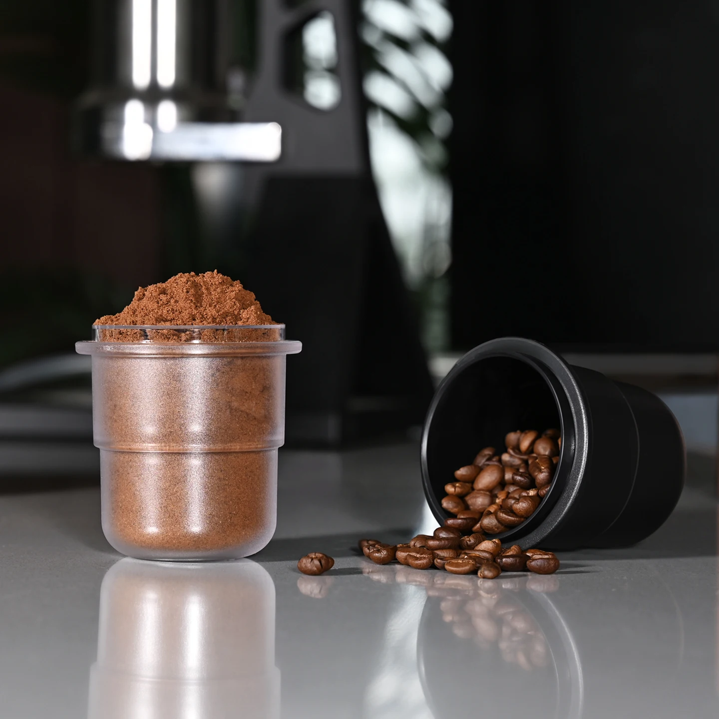 58mm Coffee Portafilter Dosing Cup Black Clear Espresso Sniffing Mug Coffee Dosing Cup Anti-flying powder Coffee Machine tools